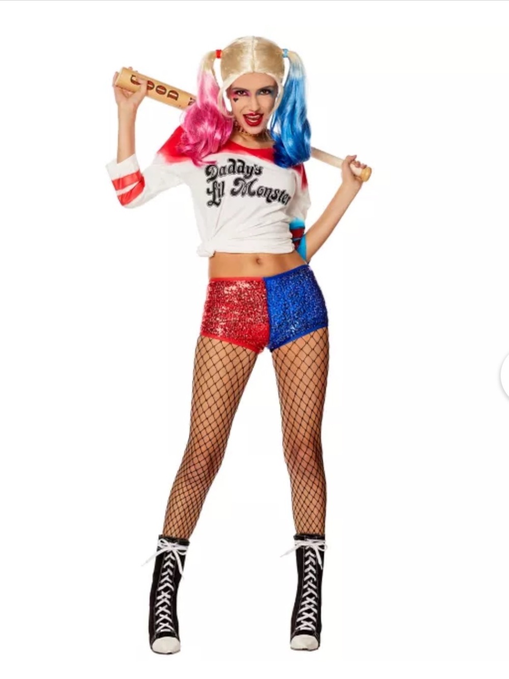 Harley Quinn Sequin Costume - Red & Blue